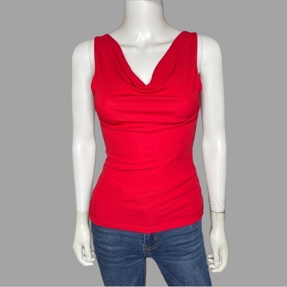 Moda International Y2K Red Sleeveless Cowl Neckline Open‎ Strappy Back Blouse - Picture 1 of 5